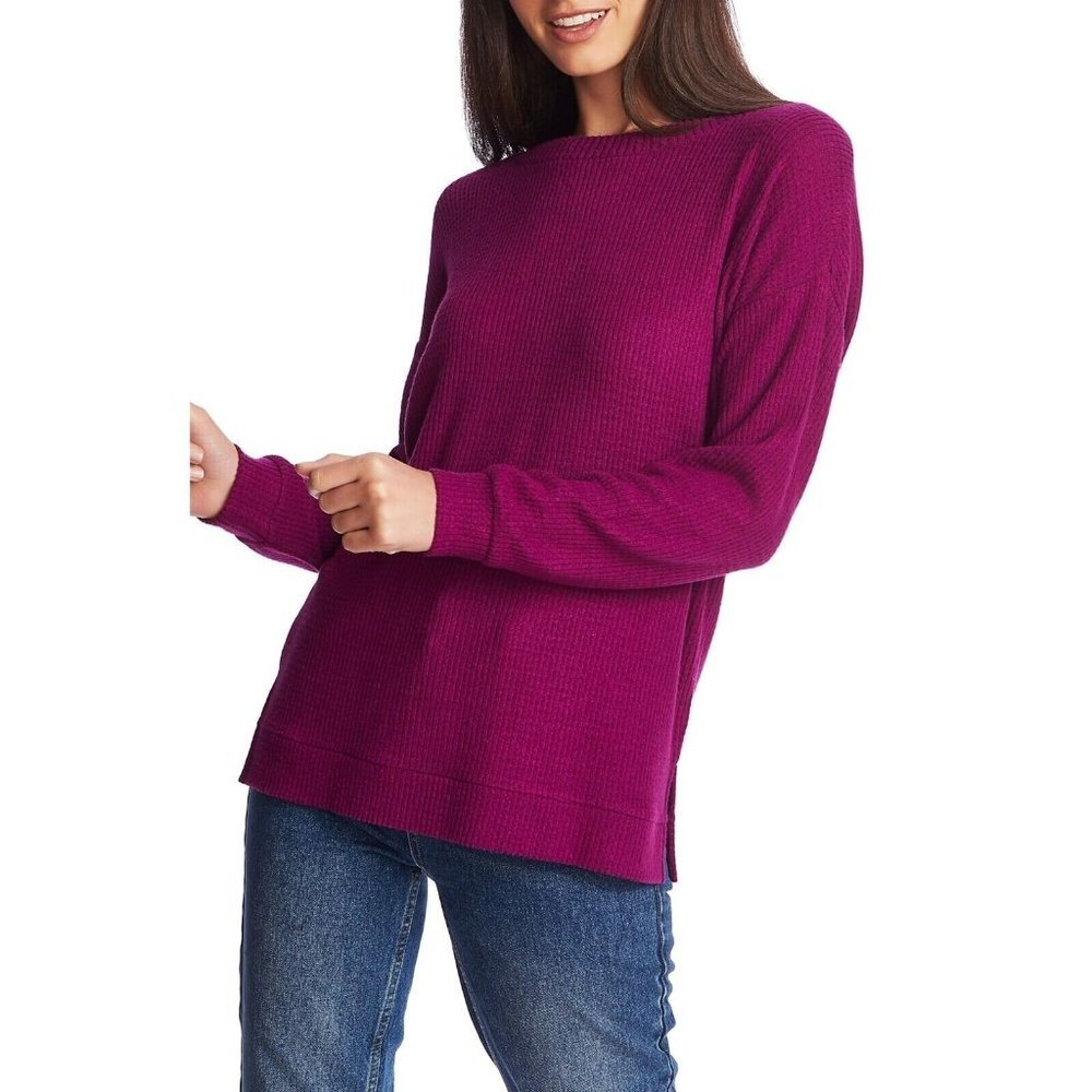 1. STATE Womens Low Back‎ Long Sleeve Jewel Neck Sweater Purple Size Medium